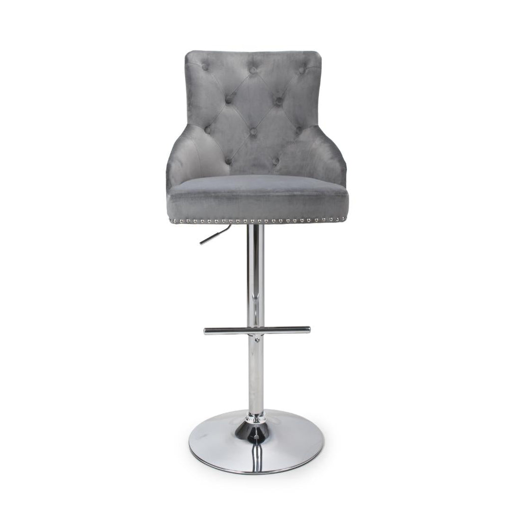 Rocco Brushed Velvet Grey Bar Stool - Beales department store