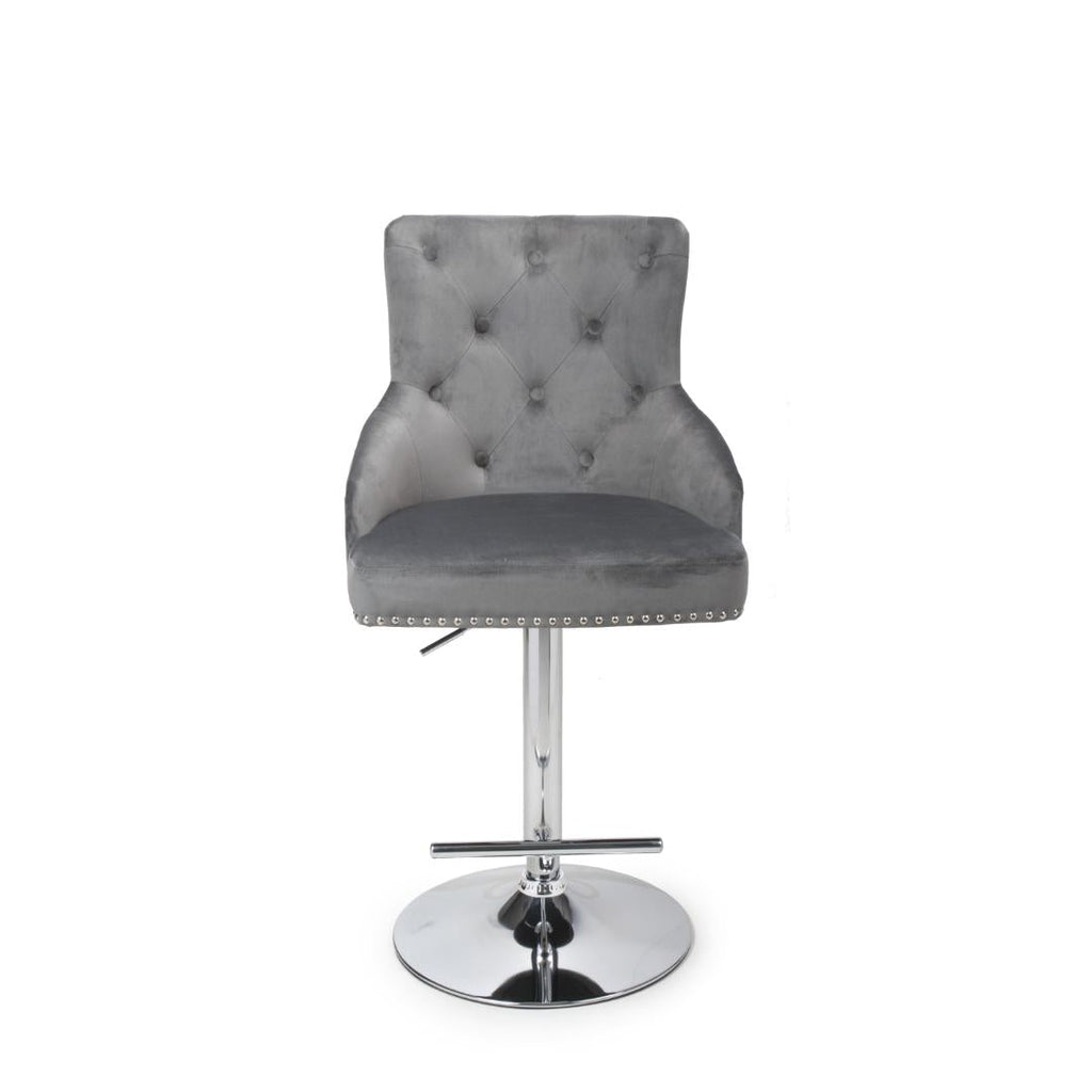 Rocco Brushed Velvet Grey Bar Stool - Beales department store