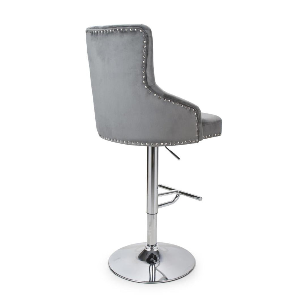 Rocco Brushed Velvet Grey Bar Stool - Beales department store