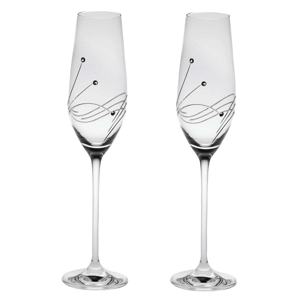 Royal Scot Crystal Diamante Two Champagne Flutes - Beales department store