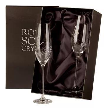 Royal Scot Crystal Diamante Two Champagne Flutes - Beales department store