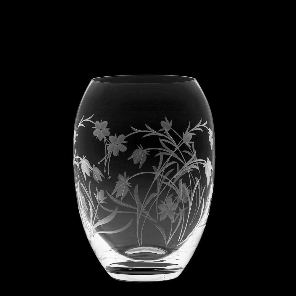 Royal Scot Crystal Meadow Flowers Medium Barrel Vase 180mm - Beales department store