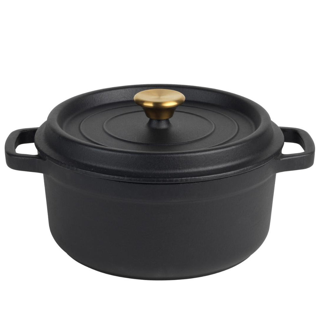 Russell Hobbs 24cm Cast Iron Stockpot - Black - Beales department store