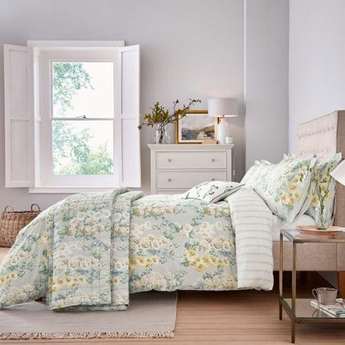 Sanderson Options Hollyhocks Duvet Cover Set - Silver - Beales department store