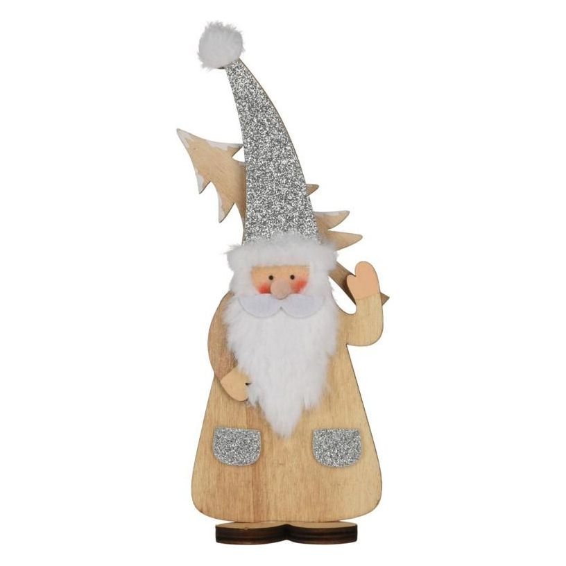 Santa Glitter Hat 21cm Silver Holding Tree - Beales department store