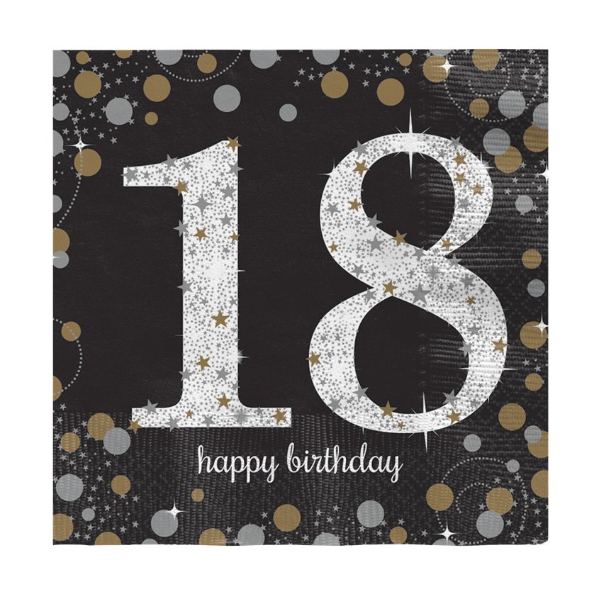 Sparkling Celebration 18th Birthday 2ply Paper Napkins - 33cm (16pk)