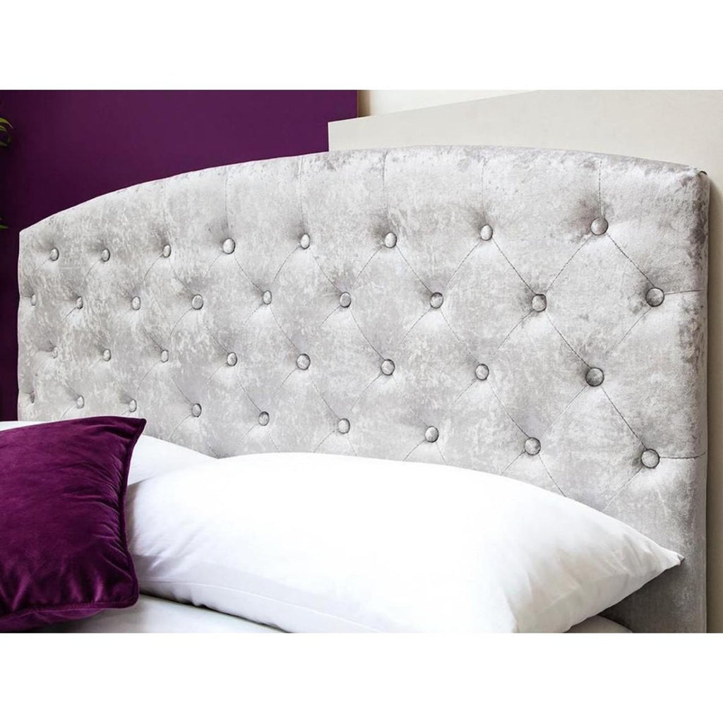 Sedgwick Crushed Silver Velvet Ottoman Storage Bed - Beales department store