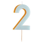 Blue and Yellow Number 2 Candle- 5 Inner Pack