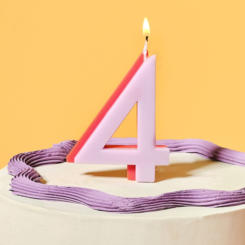 Lilac and Orange Number 4 Candle- 5 Inner Pack