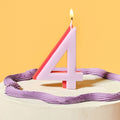 Lilac and Orange Number 4 Candle- 5 Inner Pack