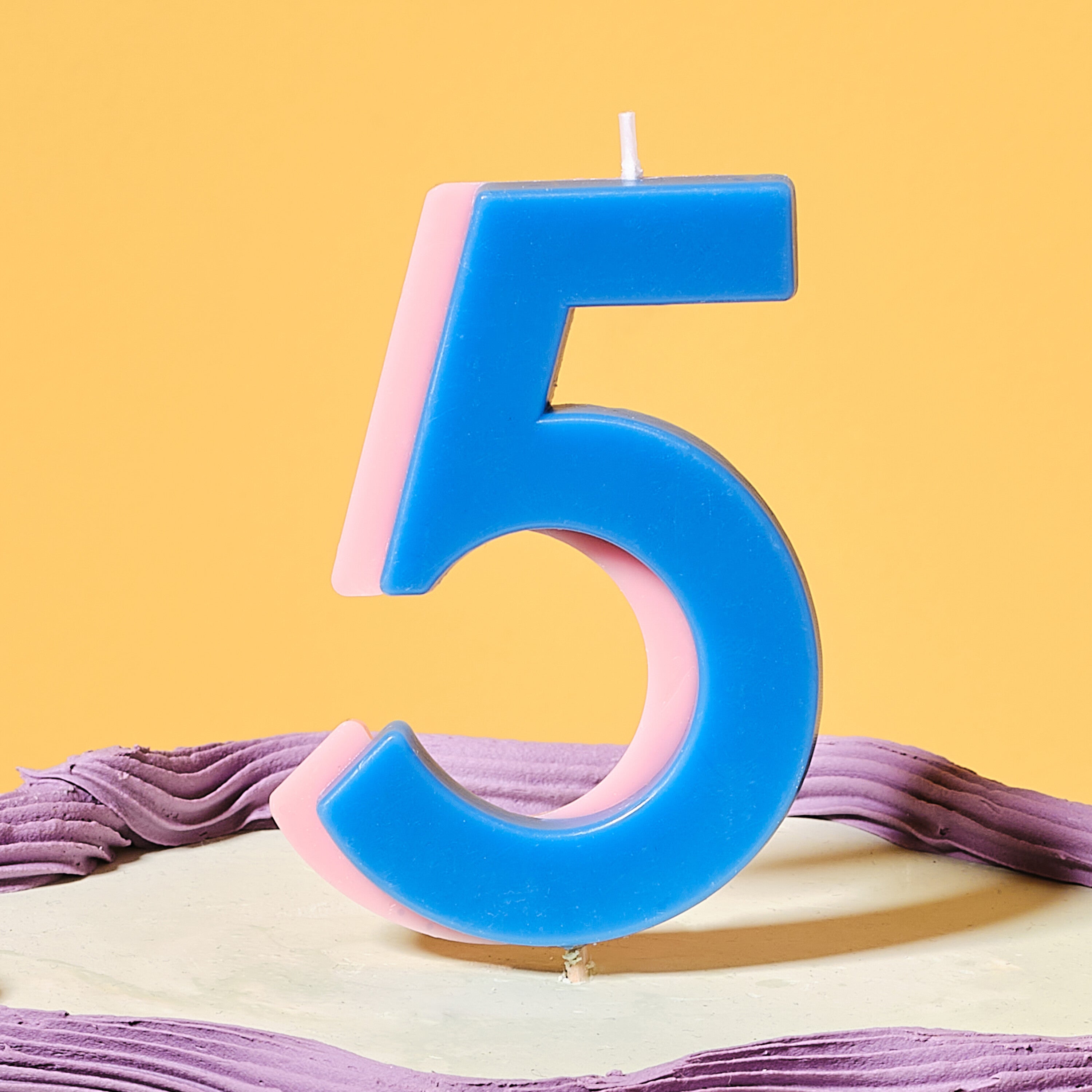 Blue and Lilac Number 5 Candle