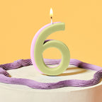 Green and Lilac Number 6 Candle- 5 Inner Pack