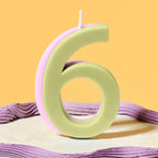 Green and Lilac Number 6 Candle- 5 Inner Pack