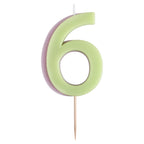 Green and Lilac Number 6 Candle- 5 Inner Pack