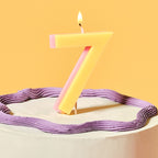 Yellow and Pink Number 7 Candle- 5 Inner Pack