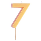Yellow and Pink Number 7 Candle- 5 Inner Pack