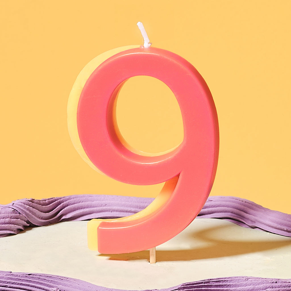 Orange and Yellow Number 9 Candle