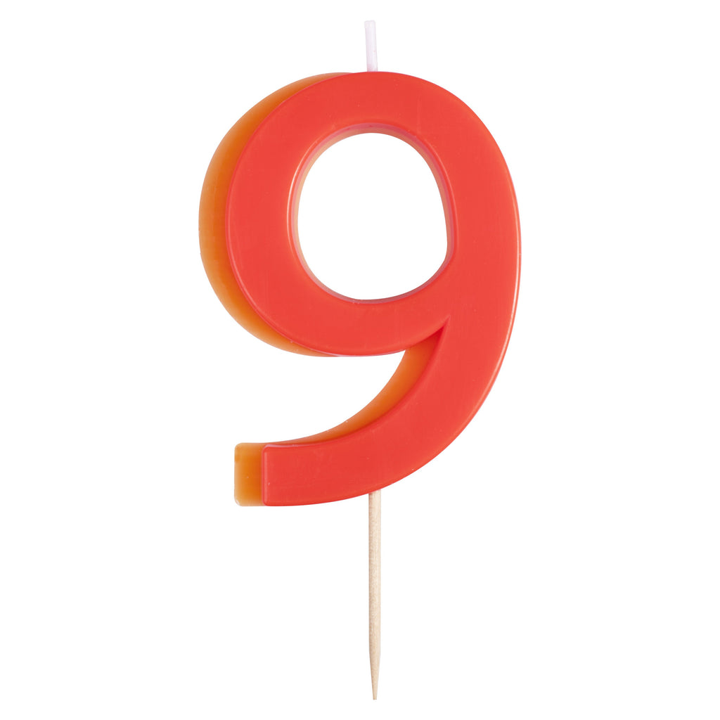Orange and Yellow Number 9 Candle