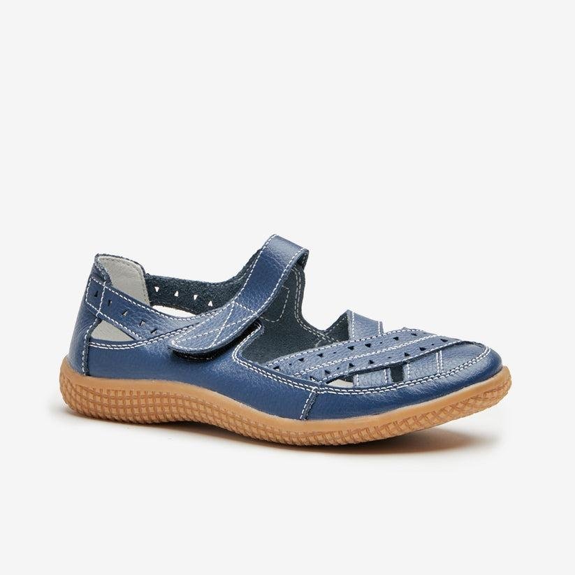 Shuropody Alto Mary Jane Velcro Ballet Style Shoes - Navy - Beales department store