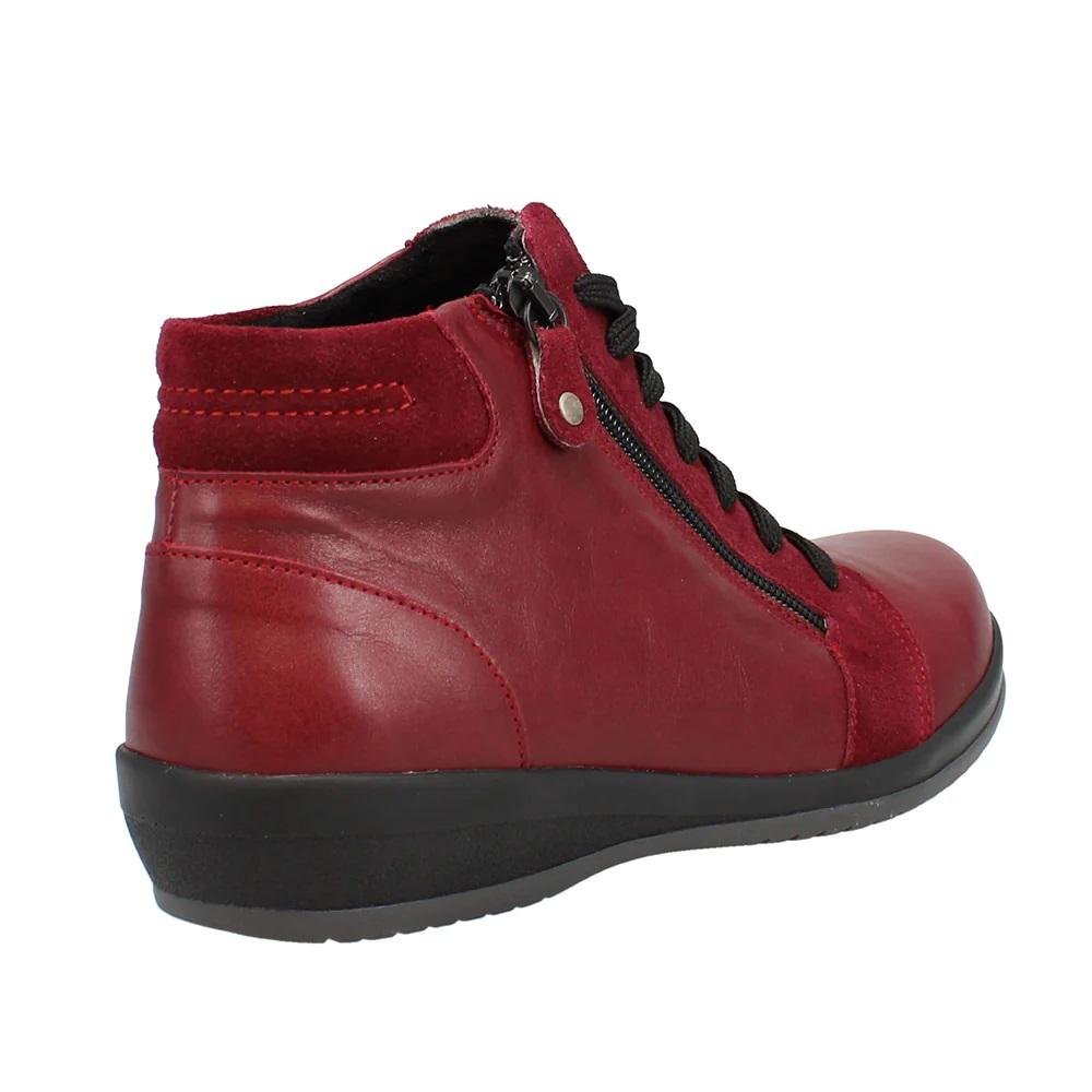 Shuropody Beau Dual Fit Women's Leather Lace Up Ankle Boot - Red - Beales department store