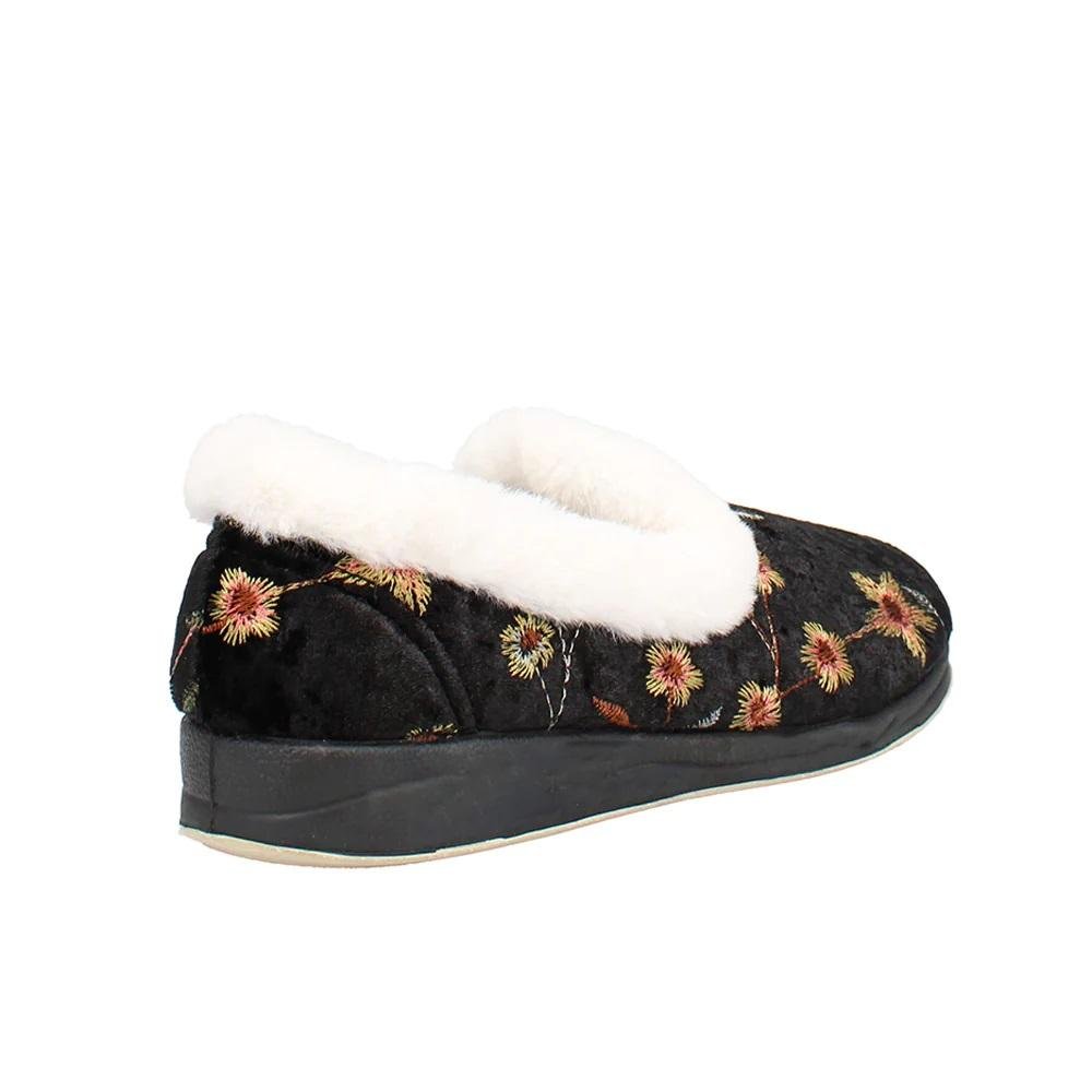 Shuropody Clarice22 Wide Fit Women's Slip On Slipper - Black - Beales department store