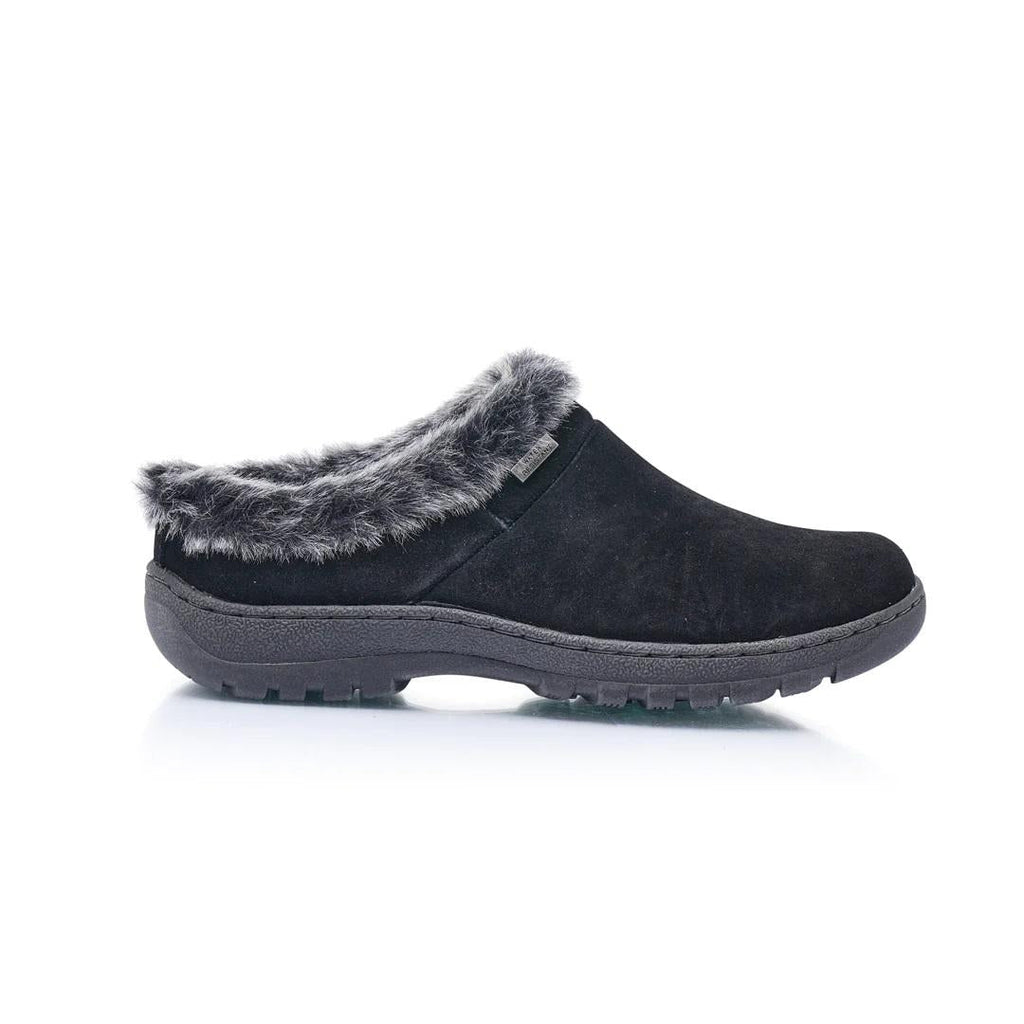Shuropody Cosy Wide Fit Womens's Suede Mule - Black - Beales department store