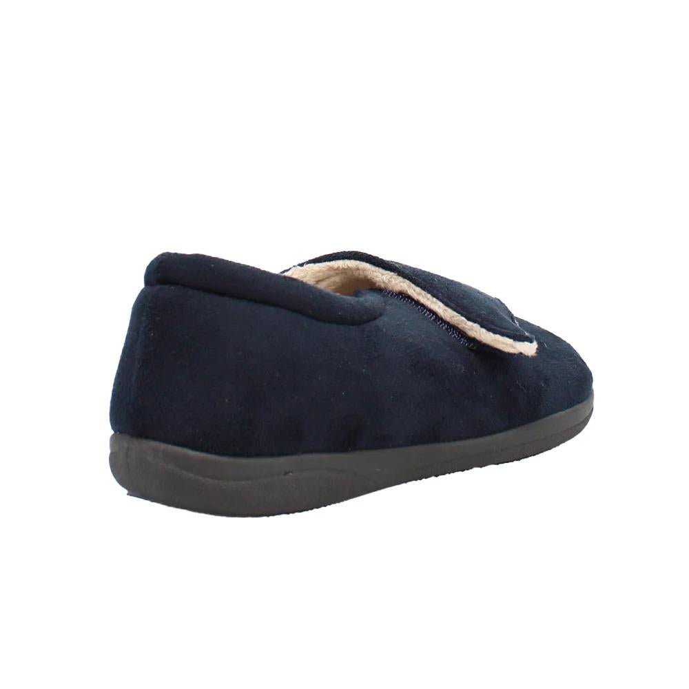 Shuropody Georgina Wide Fit Women's Velcro Fastening Slipper - Navy - Beales department store