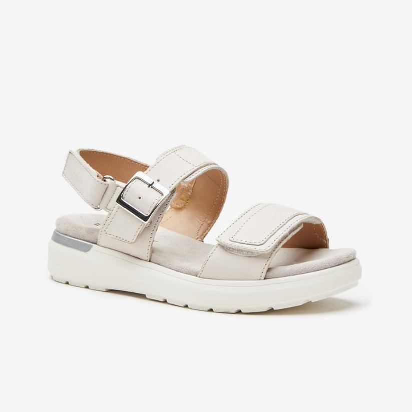 Shuropody Jean Women's Leather Strappy Sandal - Stone - Beales department store