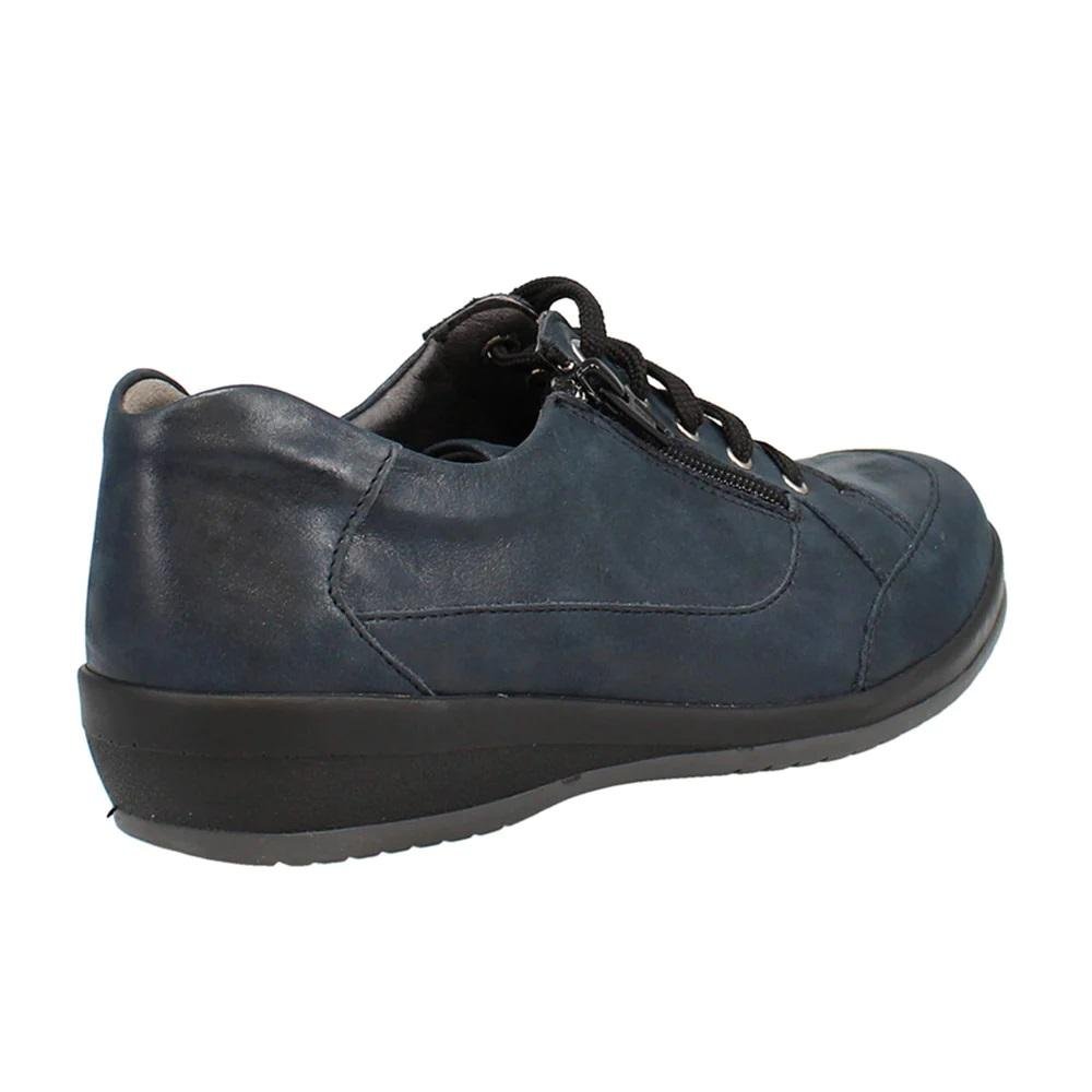 Shuropody Marge Extra Wide Fit Women's Lace & Zip Fastening Leather Shoe - Navy - Beales department store