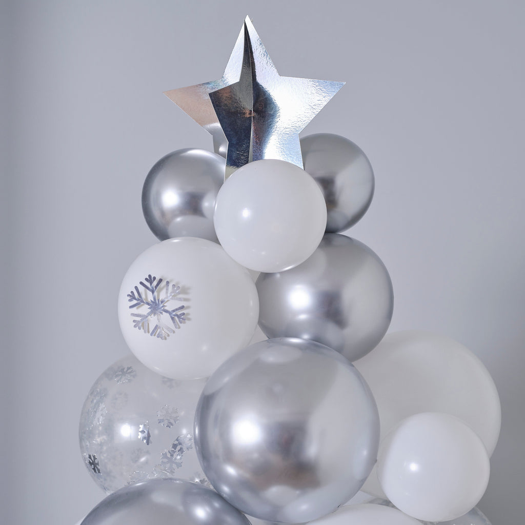 Silver, Chrome & Confetti Balloon Christmas Tree- 5 Inner Pack