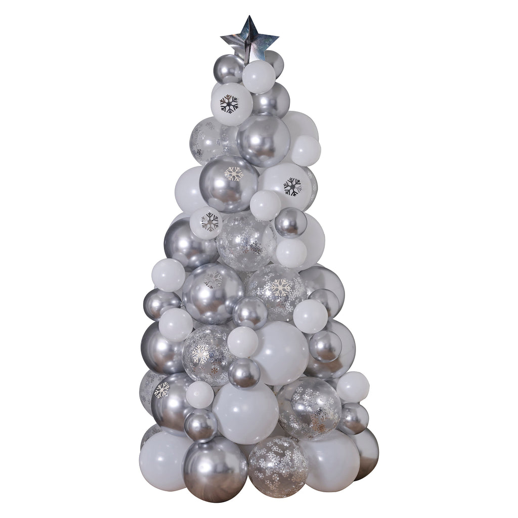 Silver, Chrome & Confetti Balloon Christmas Tree- 5 Inner Pack