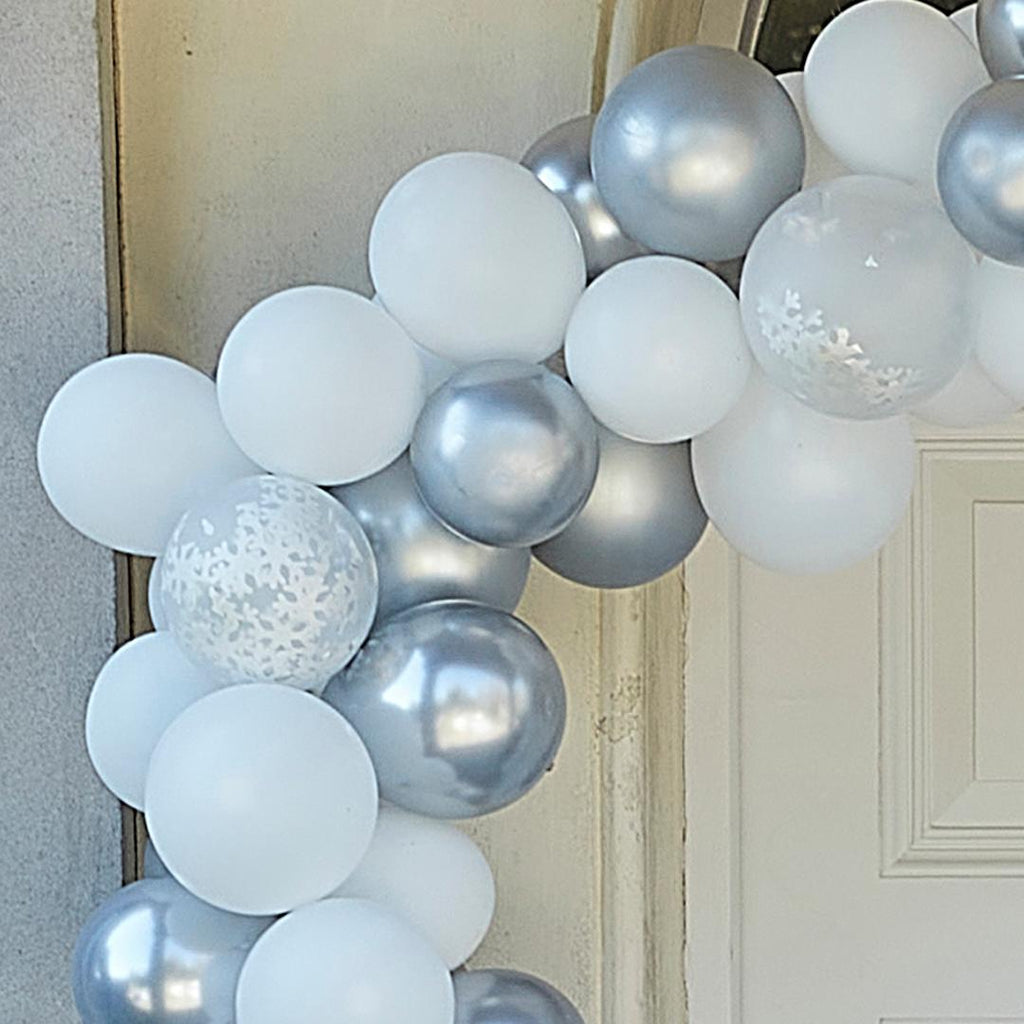 Silver And White Christmas Door Balloon Arch Kit - Beales department store