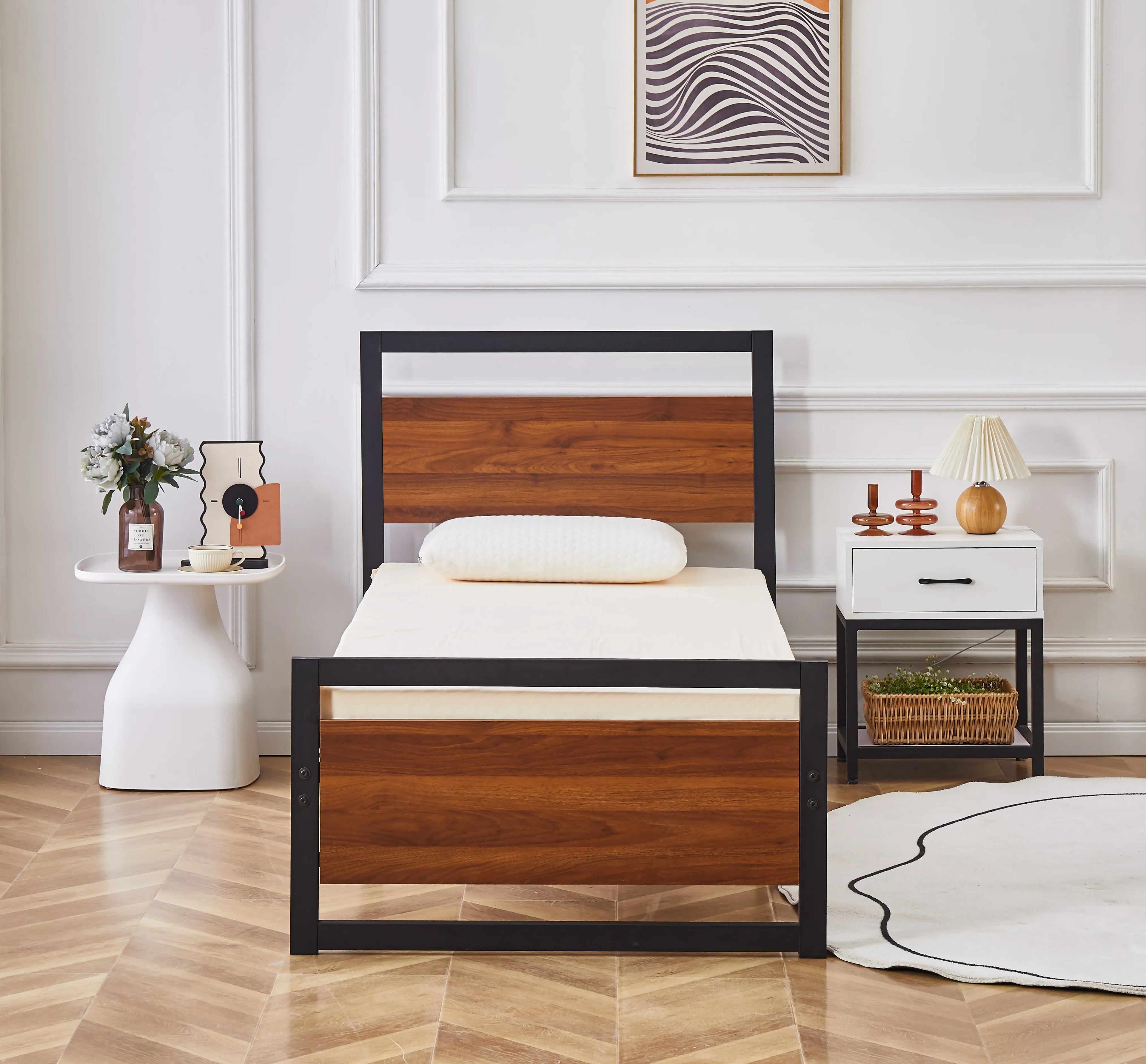 Cresswell Metal and Wooden Bed