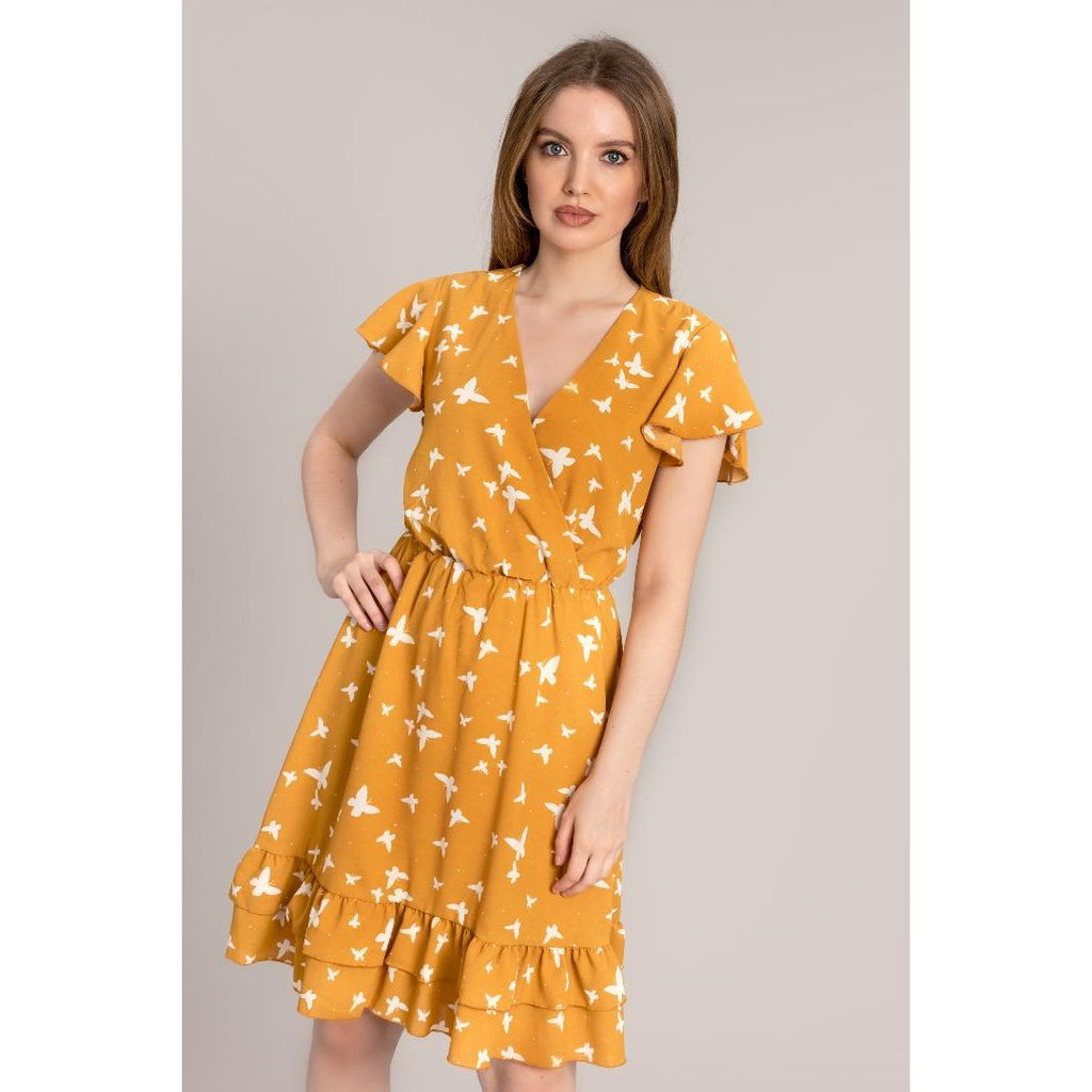 Solo Butterfly Wrap Dress - Mustard - Beales department store