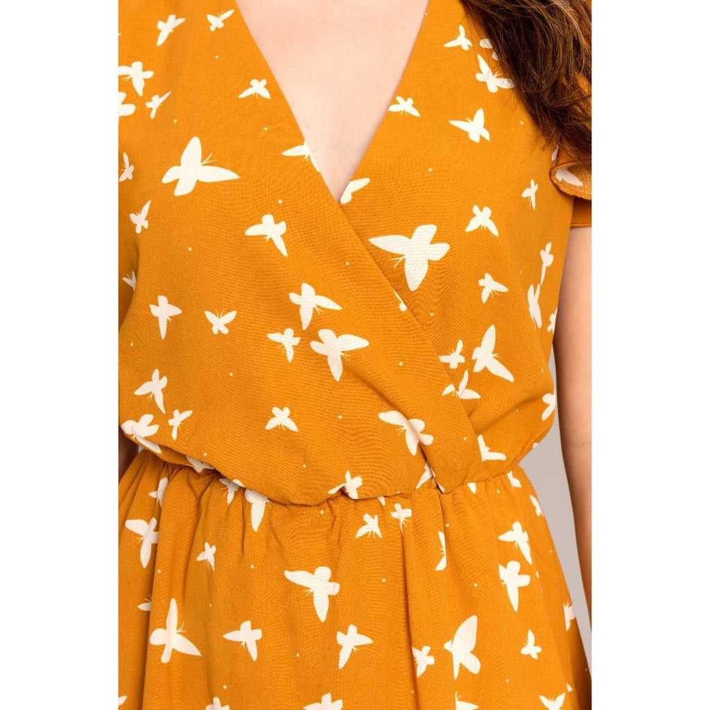 Solo Butterfly Wrap Dress - Mustard - Beales department store