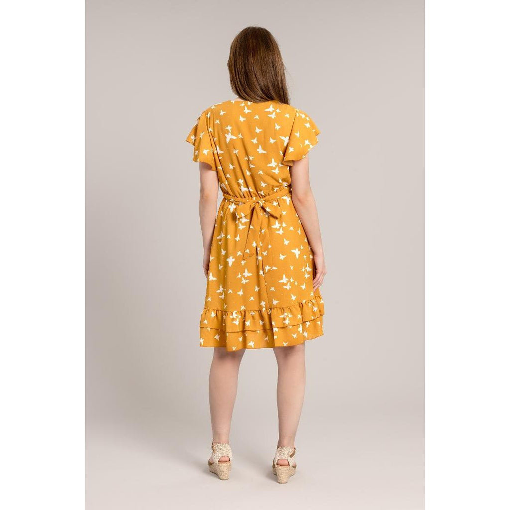 Solo Butterfly Wrap Dress - Mustard - Beales department store