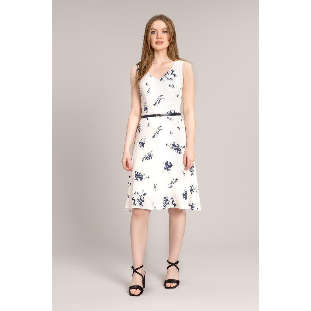 Solo Chloe Dress with Belt - Blue - Beales department store