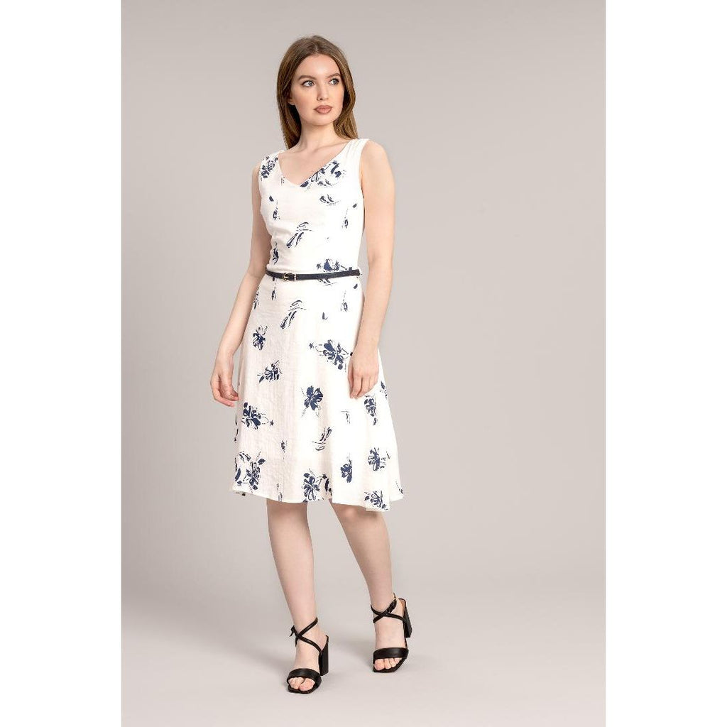 Solo Chloe Dress with Belt - Blue - Beales department store