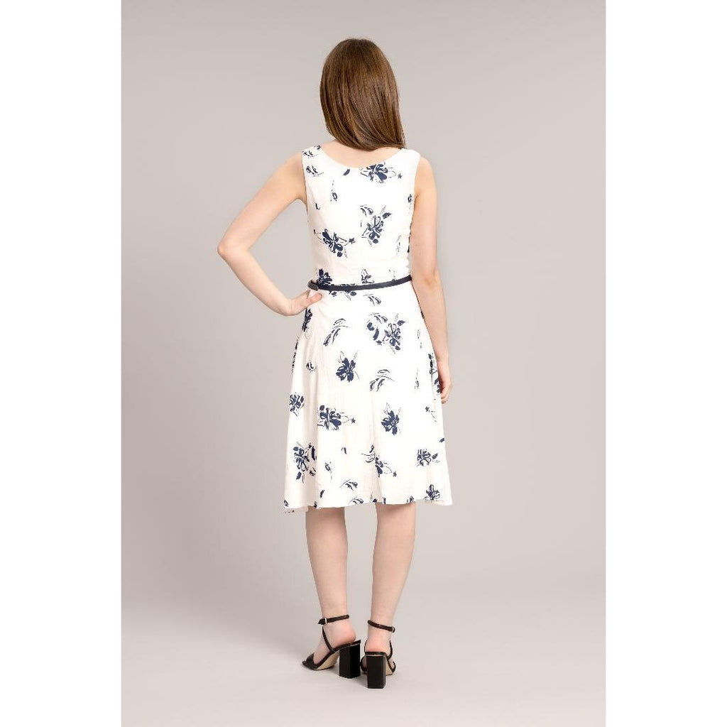 Solo Chloe Dress with Belt - Blue - Beales department store