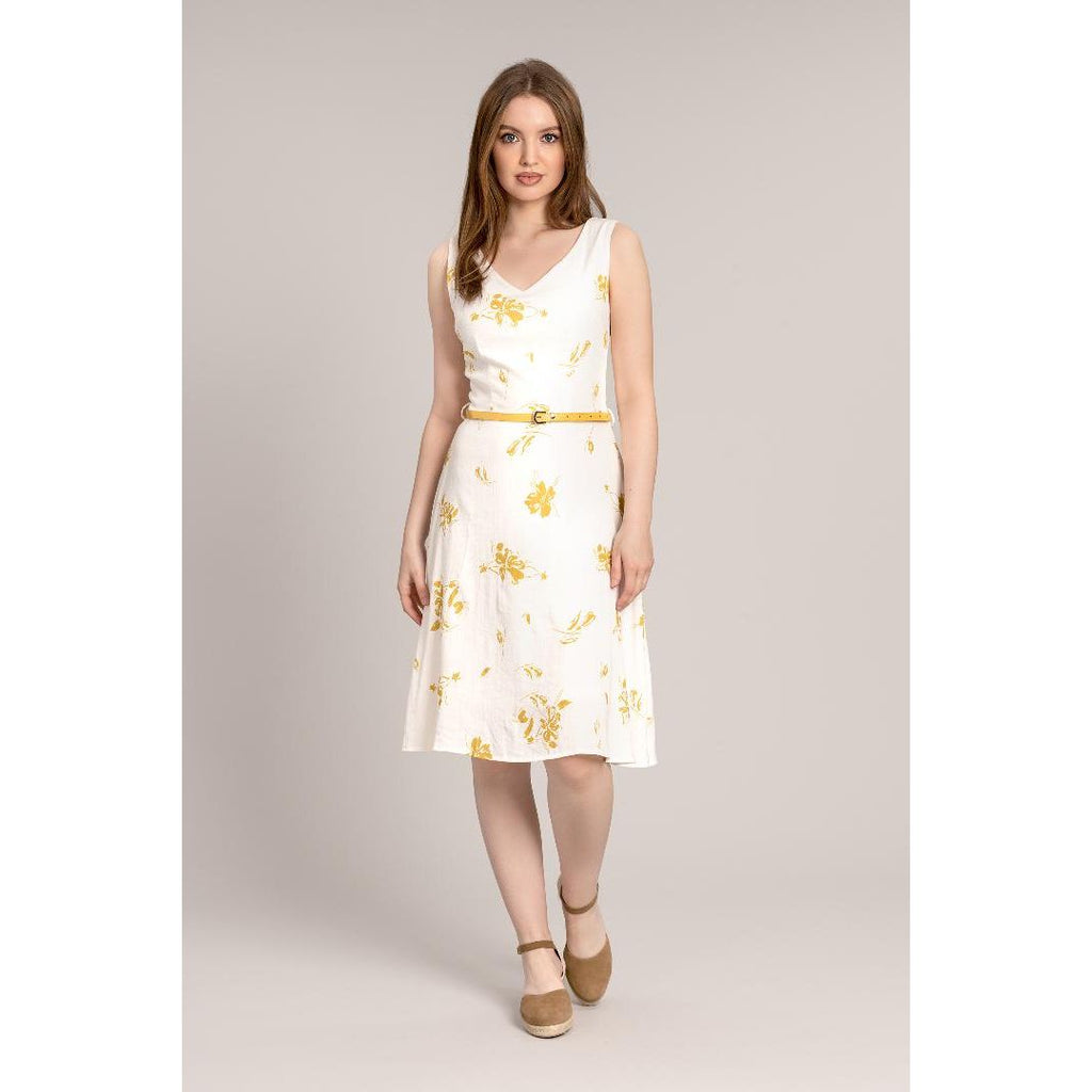 Solo Chloe Dress with Belt - Mustard - Beales department store