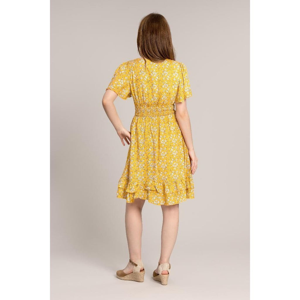 Solo Ditsy Smock Dress - Mustard - Beales department store