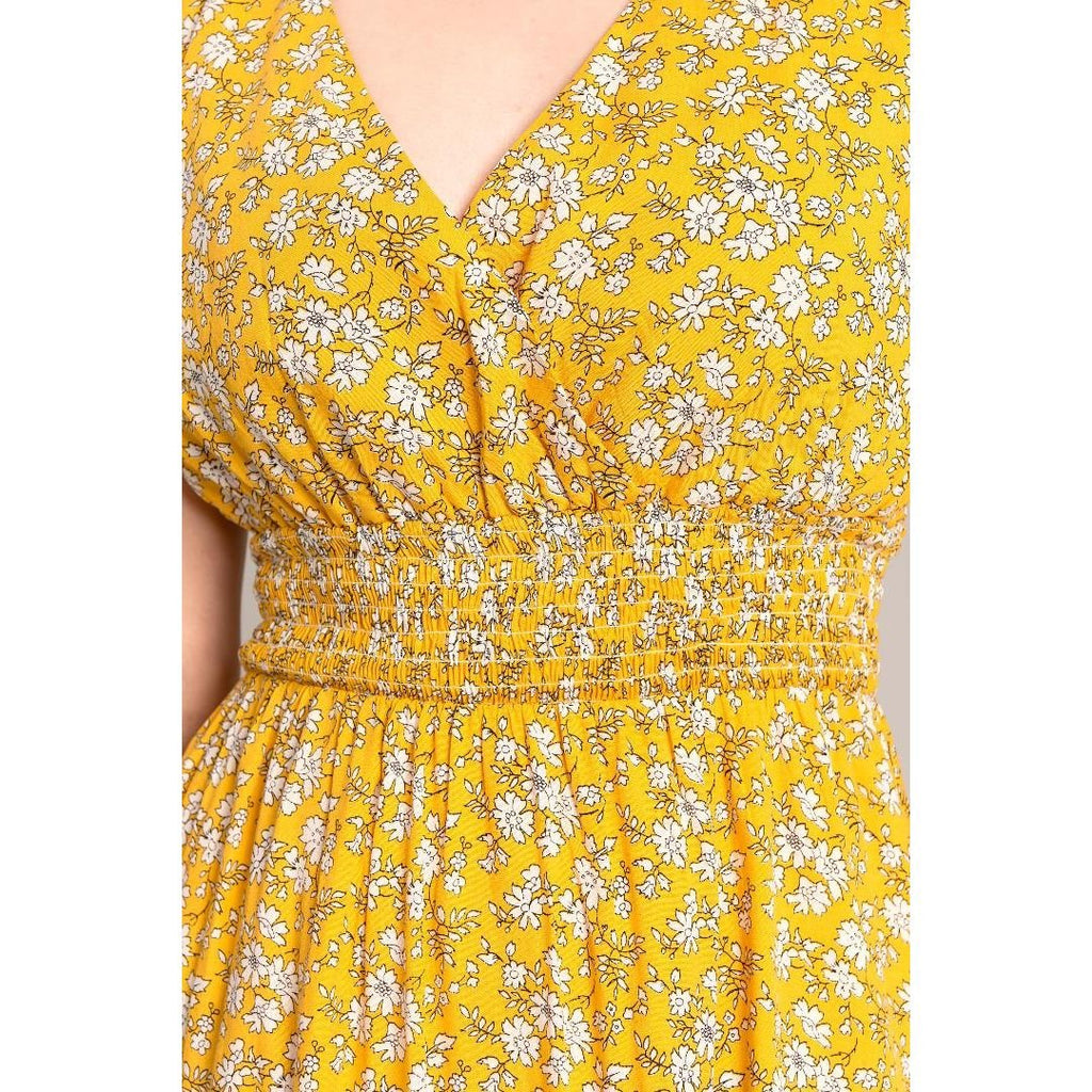 Solo Ditsy Smock Dress - Mustard - Beales department store