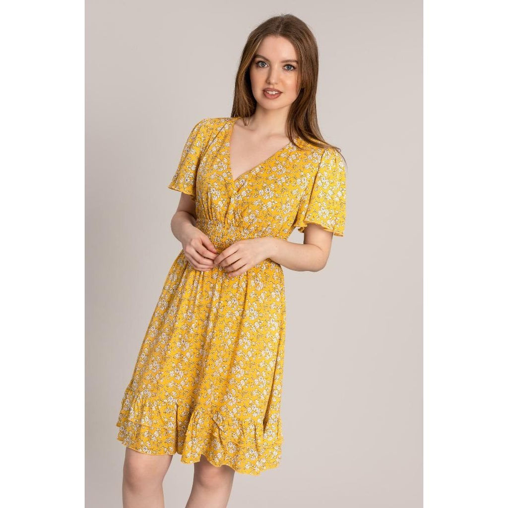 Solo Ditsy Smock Dress - Mustard - Beales department store