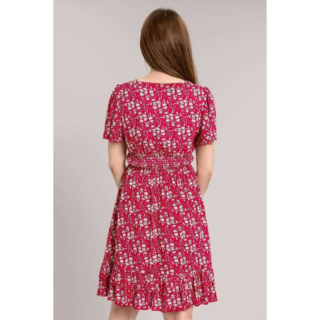 Solo Ditsy Smock Dress - Raspberry - Beales department store