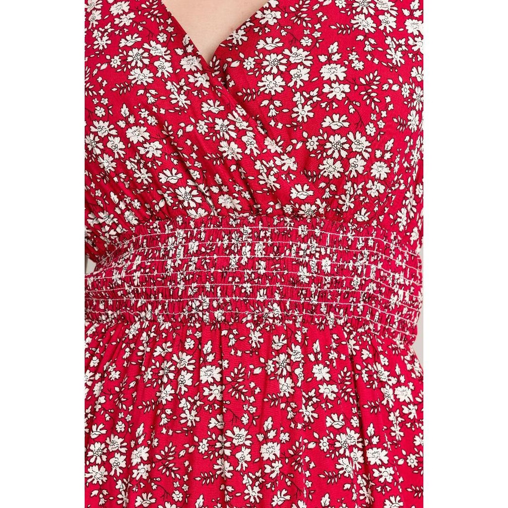 Solo Ditsy Smock Dress - Raspberry - Beales department store