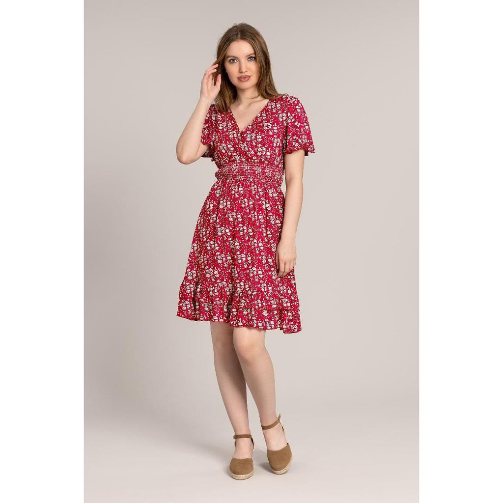 Solo Ditsy Smock Dress - Raspberry - Beales department store