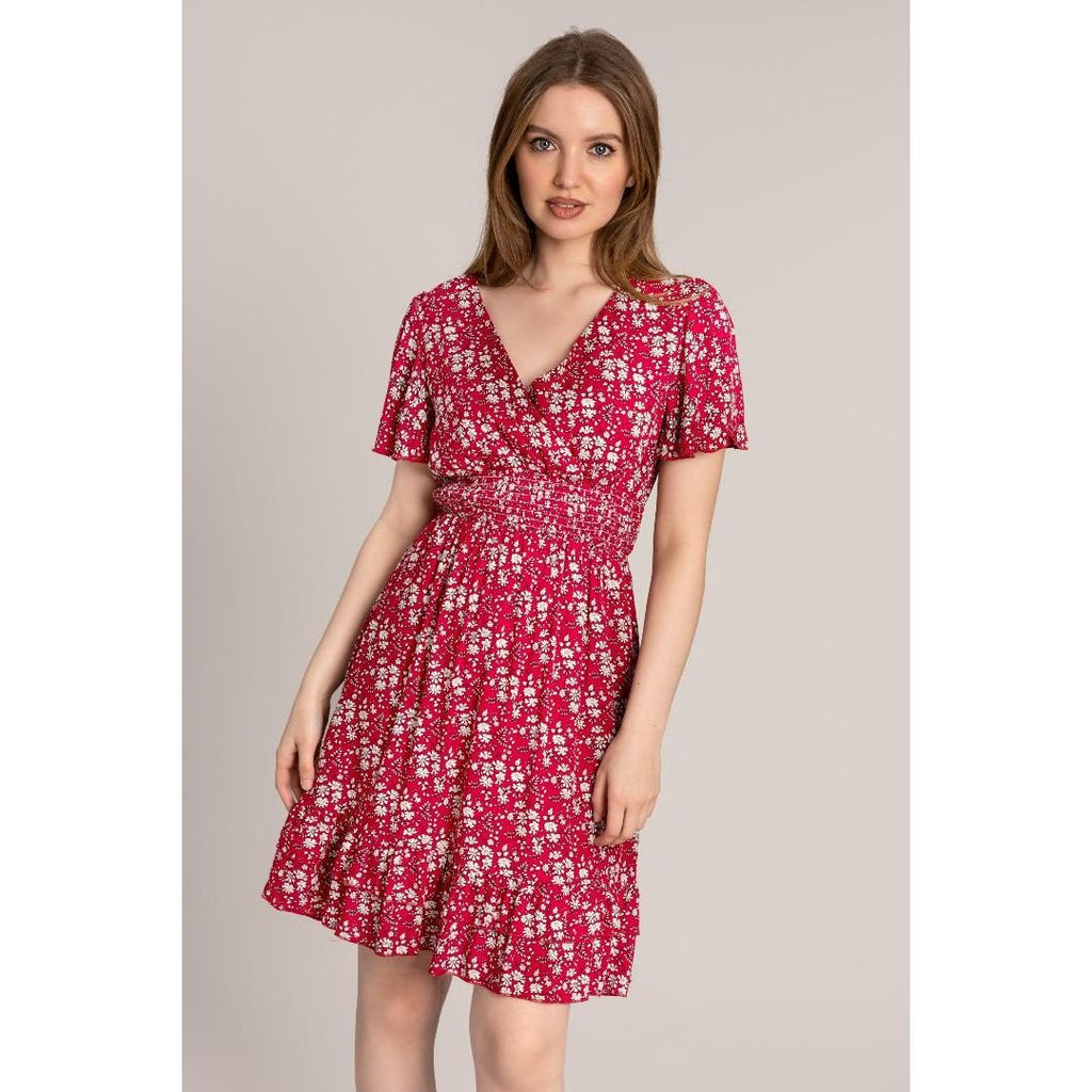 Solo Ditsy Smock Dress - Raspberry - Beales department store