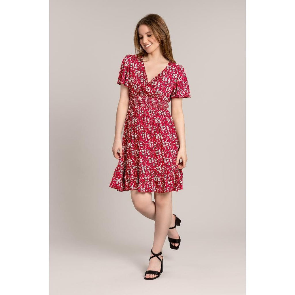 Solo Ditsy Smock Dress - Raspberry - Beales department store