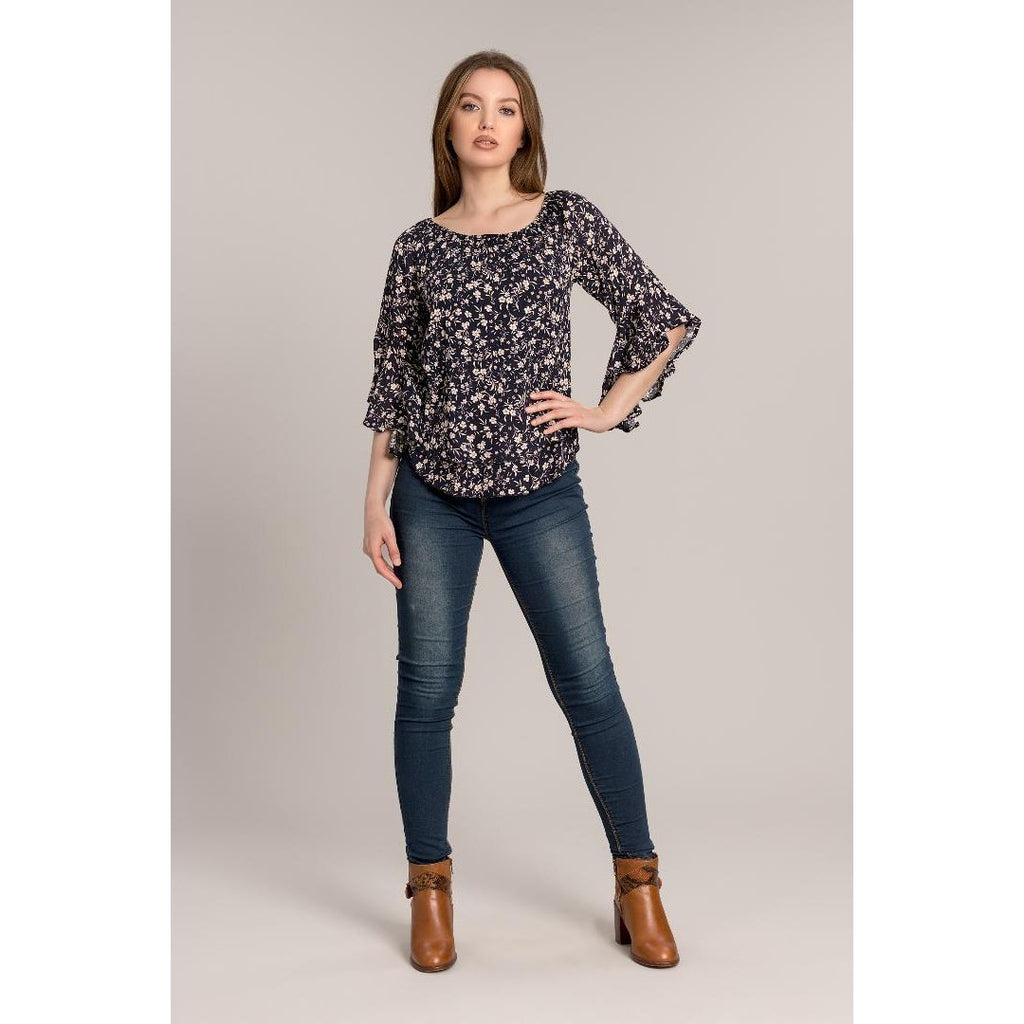 Solo Layered Top - Navy - Beales department store