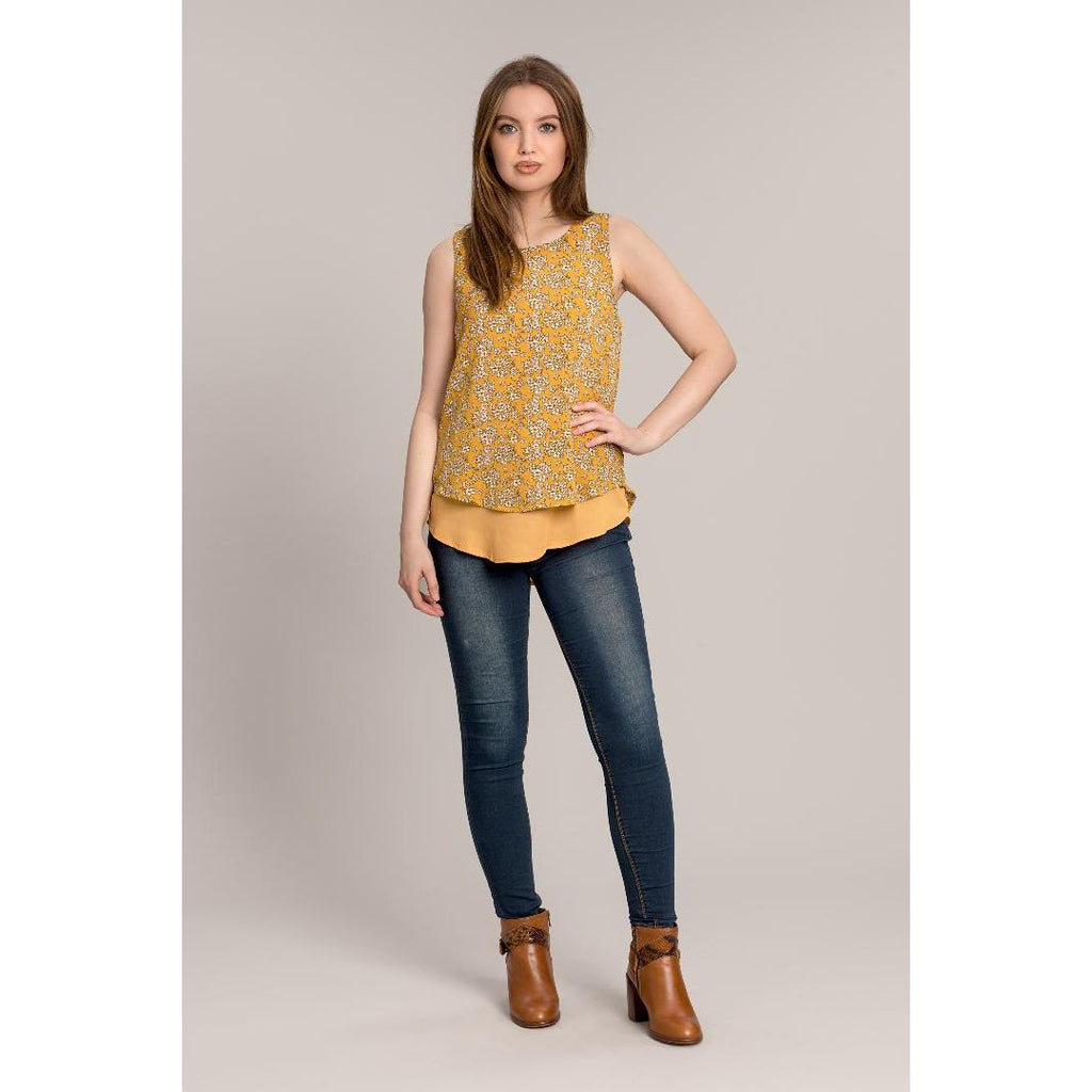 Solo Sleeveless Layererd Top - Mustard - Beales department store